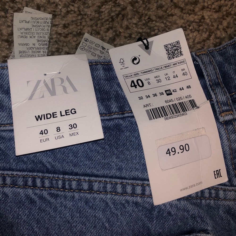Zara wide leg distressed jeans